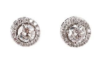 Pair of 14k White Gold & Diamond Earrings