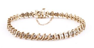 Gold & Diamond Tennis Bracelet, Approx 4.0 CTW
