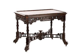 Scarce Aesthetic Movement Marble Top Center Table