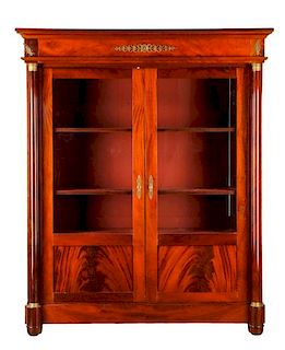 French Empire Style Flame Mahogany Display Cabinet