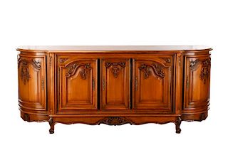 Palatial French Walnut Enfilade with Shell Carving