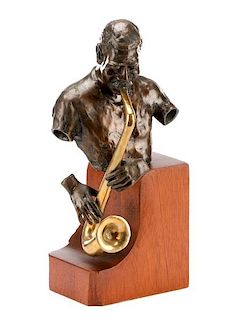 Ed Dwight Signed 1984 Bronze, Jazz Saxophonist
