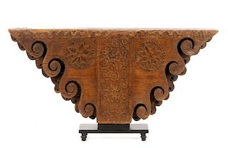 Architectural Carved Wood Fragment Console Table
