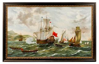 Contemporary, Ships In A Lively Breeze, Signed