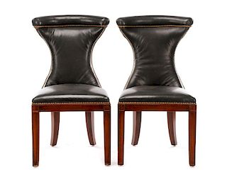 Pair of Polo Leather Side Chairs by Henredon