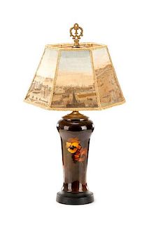 Rookwood Style Pansy Table Lamp with Scenic Shade