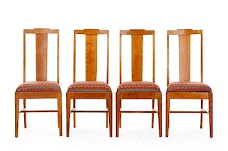 Set of 4 Arts & Crafts Oak Side Dining Chairs