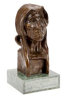 After Remington, "The Savage", Bronze Sculpture