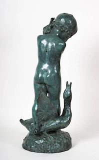Edward Berge "Duck Mother", bronze fountain
