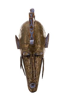 African Carved & Metal Adorned Kore Mask, Mali