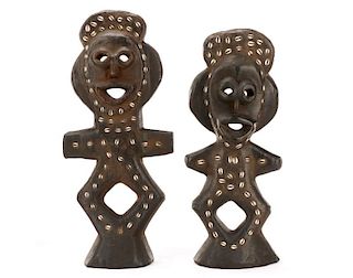 Pair of African Carved Wood Reliquary Figures