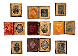 Group Of 9 Daguerreotypes, Tintypes And Ambrotypes