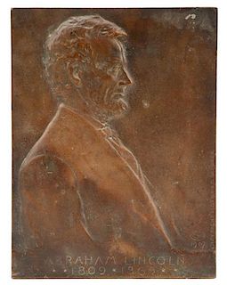 Abraham Lincoln Bronze Relief Plaque, Brenner
