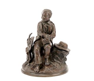 American Bronze Inkwell, Seated African American