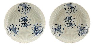 Pair Of Chinese Blue And White Porcelain Chargers