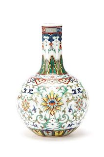Small Chinese Porcelain Wucai Bottle Vase, Marked