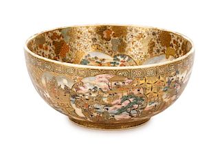 Elaborately Decorated Japanese Satsuma Bowl