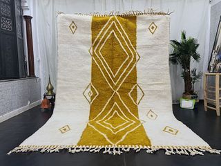 Luxury White & Gold Handmade Authentic Rug