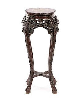 Chinese Rosewood & Marble Top Jardiniere Stand