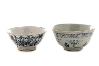Two 19th C. Chinese Blue & White Porcelain Bowls