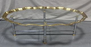 Decorative Brass, Chrome and Glass Coffee Table