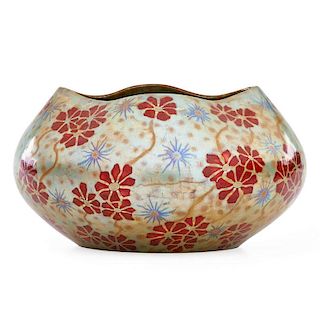 ZSOLNAY Large vessel with flowers