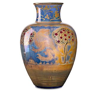 PILKINGTON Royal Lancastrian vase w/ lions