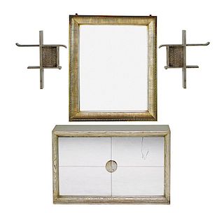 JAMES MONT Cabinet, mirror, wall shelves