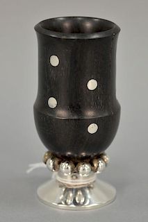 William Spratling (1900-1967) Danish Modern-Cigarette holder rosewood with sterling silver base, marked on bottom.