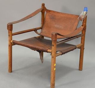 Arne Norell Safari chair, leather and teak (leather as is).