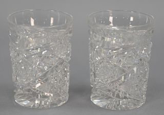 Set of ten cut crystal glass tumblers, ht. 3 3/4".