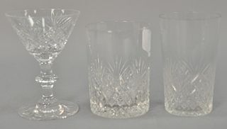 Set of 24 matching cut crystal glasses and stems including six stems marked Hawks, six tall goblets, and a set of twelve short goble...