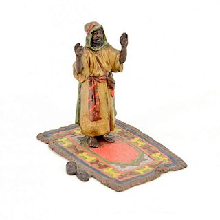 Bronze Figure of Arab on Prayer Rug