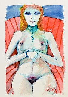 Charles Levier Nude Watercolor