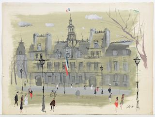 Charles Levier Hotel de Paris Watercolor & ink