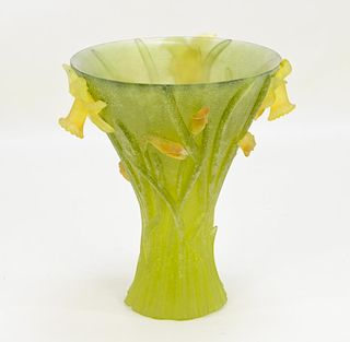 Daum Pate de Verre Daffodil Glass Vase