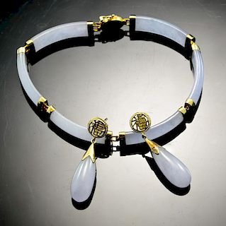 Chinese Jade bracelet and earrings