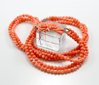 Ladies Chinese Pink Coral Necklace