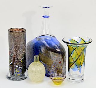 Swedish Art glass; five pieces