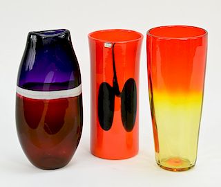 Mid Century Art Glass; Three pieces