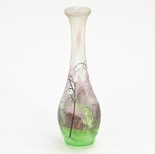 Daum Nancy Glass Landscape Vase