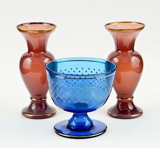 3 pcs of French Opaline Art Glass