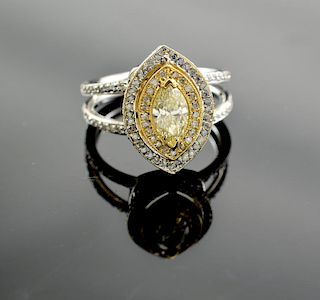 Ladies 14K Fancy Yellow Diamond Ring