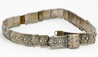 A Turkish Silver & Niello Link Belt