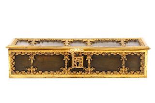 French Gilt Bronze & Leather Hinged Box
