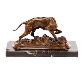 Cast Bronze Hound Dog Sculpture after P.J. Mene