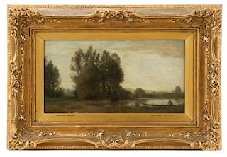 After Corot, "View Near Barbizon", Oil On Wood