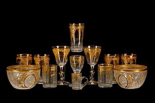 Style of Moser Mixed Glasses and Bowls, 13 Pieces