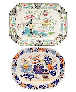 Two Mason's Ironstone Floral Platters, 19th C.