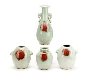 Group of Four Chinese Celadon Vases